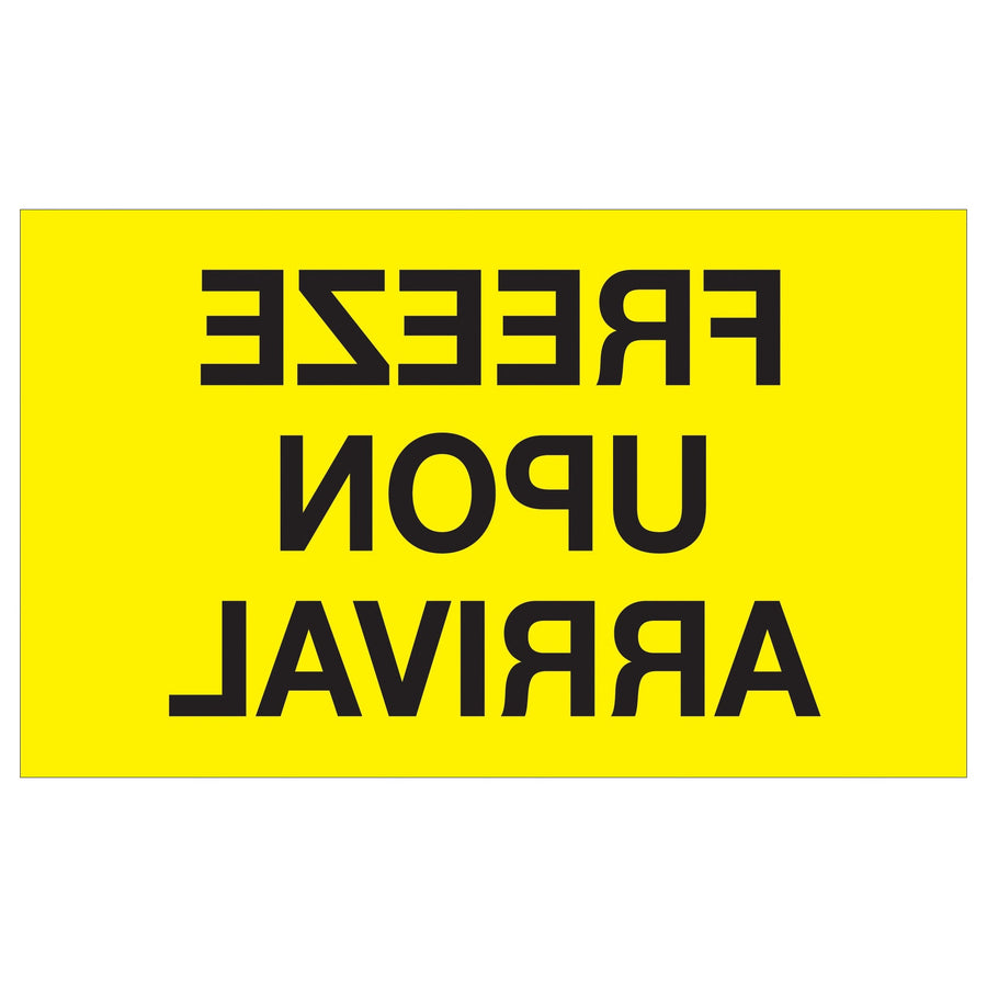 3x5 Fluorescent Yellow Freeze Upon Arrival Labels 500/Roll DL1116 - alias listing