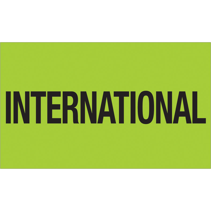 Meet international compliance standards with these highly visible 3x5" fluorescent green shipping labels. Printed on durable semi-gloss coated paper and recognized worldwide, these special handling labels ensure your packages are handled correctly across borders. Sold as a convenient 500-label roll with compatible tabletop and wall-mount dispensers available.