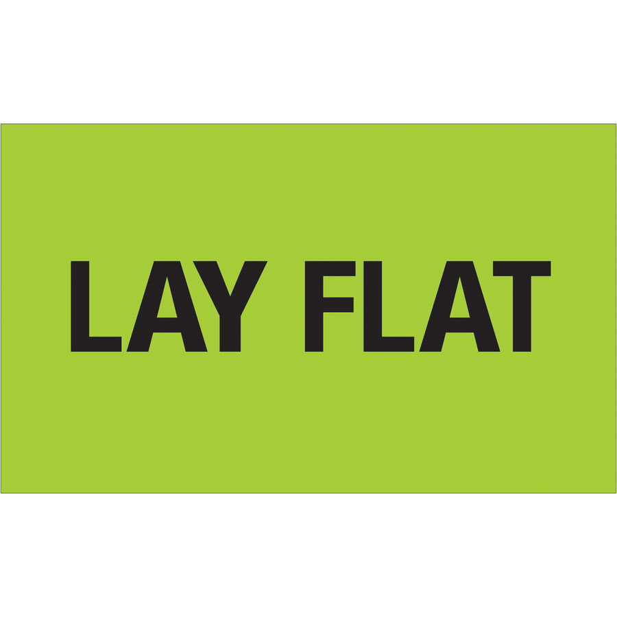 High-visibility 3x5" fluorescent green lay flat labels printed on semi-gloss coated paper for maximum durability and international recognition. Roll of 500 labels ensures consistent compliance with special handling requirements. Compatible with tabletop and wall-mount dispensers for streamlined warehouse operations.