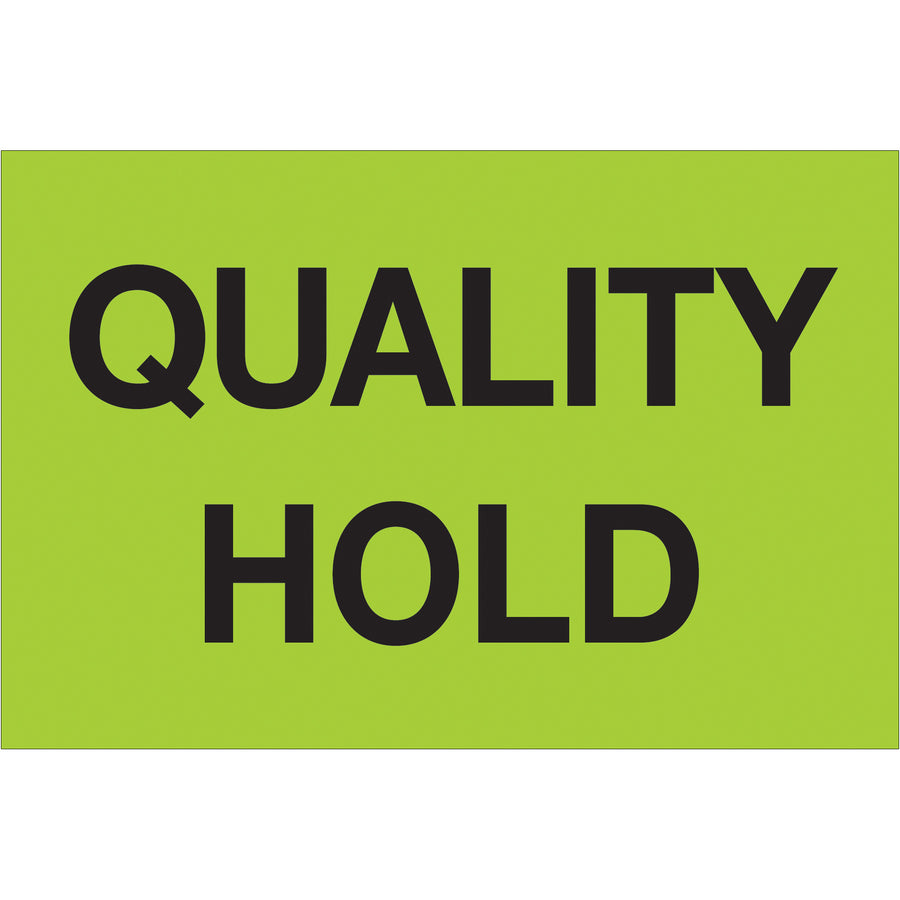 Maximize warehouse visibility with these 2x3" fluorescent green pre-printed inventory labels printed on high-gloss paper for durability and clarity. Each roll contains 500 labels, ensuring extended use across your shipping and receiving operations. Compatible with popular tabletop and wall-mount dispensers for streamlined application.
