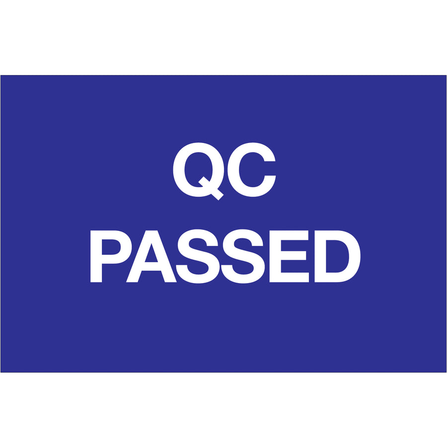Professional 2x3" pre-printed "QC Passed" labels on durable high gloss paper–ideal for shipping coordinators and warehouse teams managing quality control workflows. Each roll contains 500 labels, reducing manual printing time and ensuring consistent, compliant documentation across your operation.