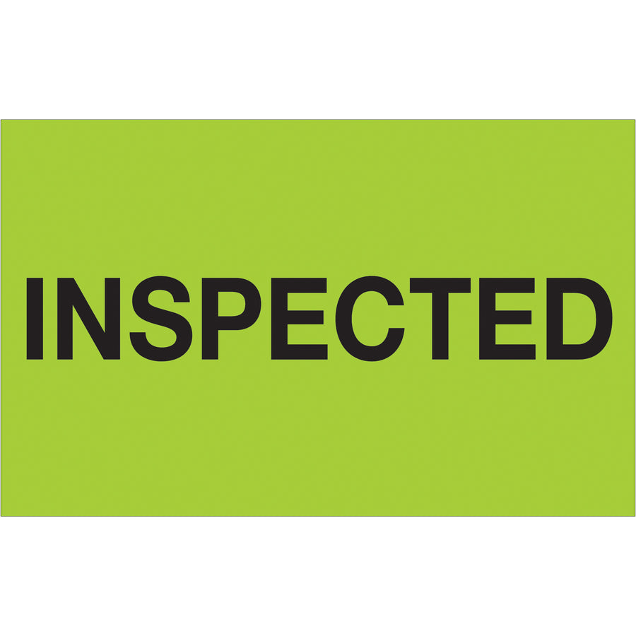 1.25 x 2" Fluorescent Green Inspected Labels - 500/Roll
