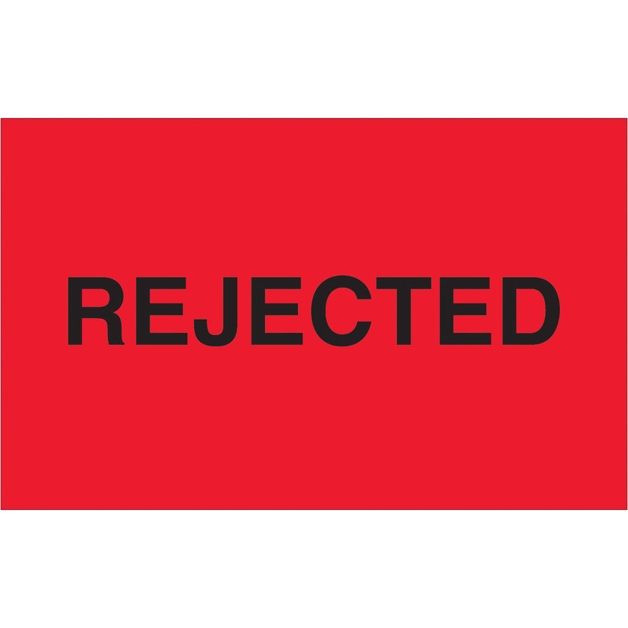 1.25" x 2" Fluorescent Red Rejected Labels - Semi-Gloss, Roll of 500