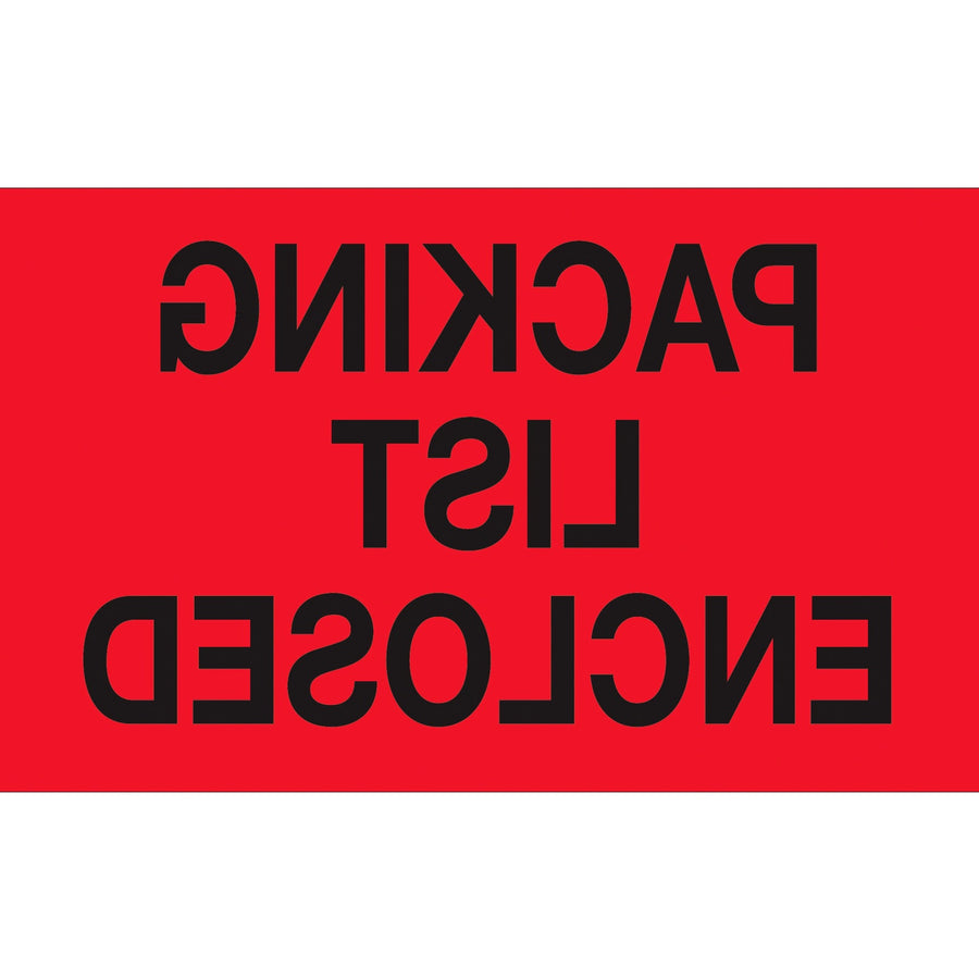 3x5 Fluorescent Red Packing List Enclosed Labels Semi-Gloss 500/Roll DL1203 - alias listing