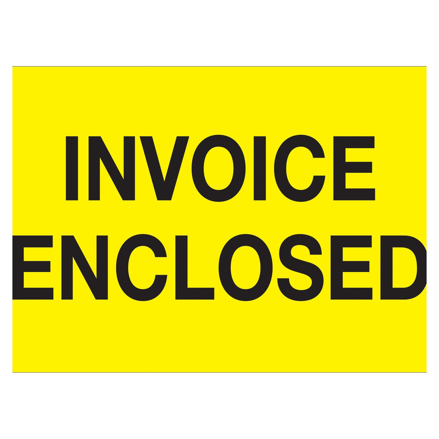 2x3 Fluorescent Yellow Invoice Enclosed Labels Semi-Gloss 500/Roll DL1204 - alias listing