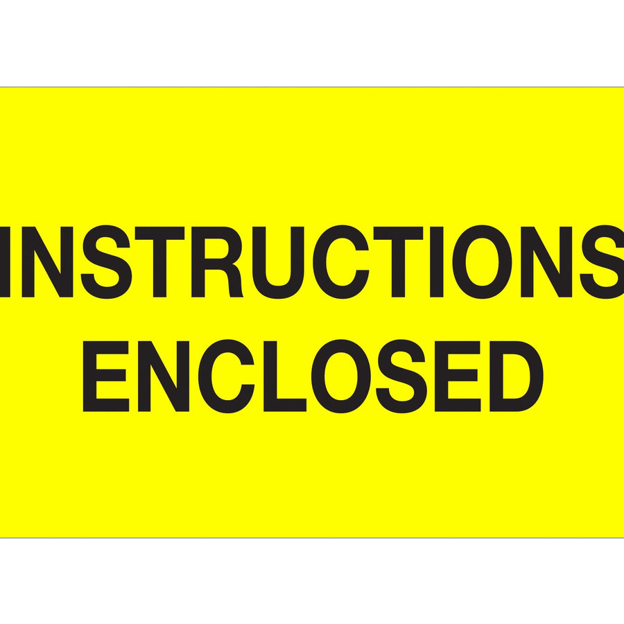 2x3 Fluorescent Yellow Instructions Enclosed Labels Semi-Gloss 500/Roll DL1209 - alias listing
