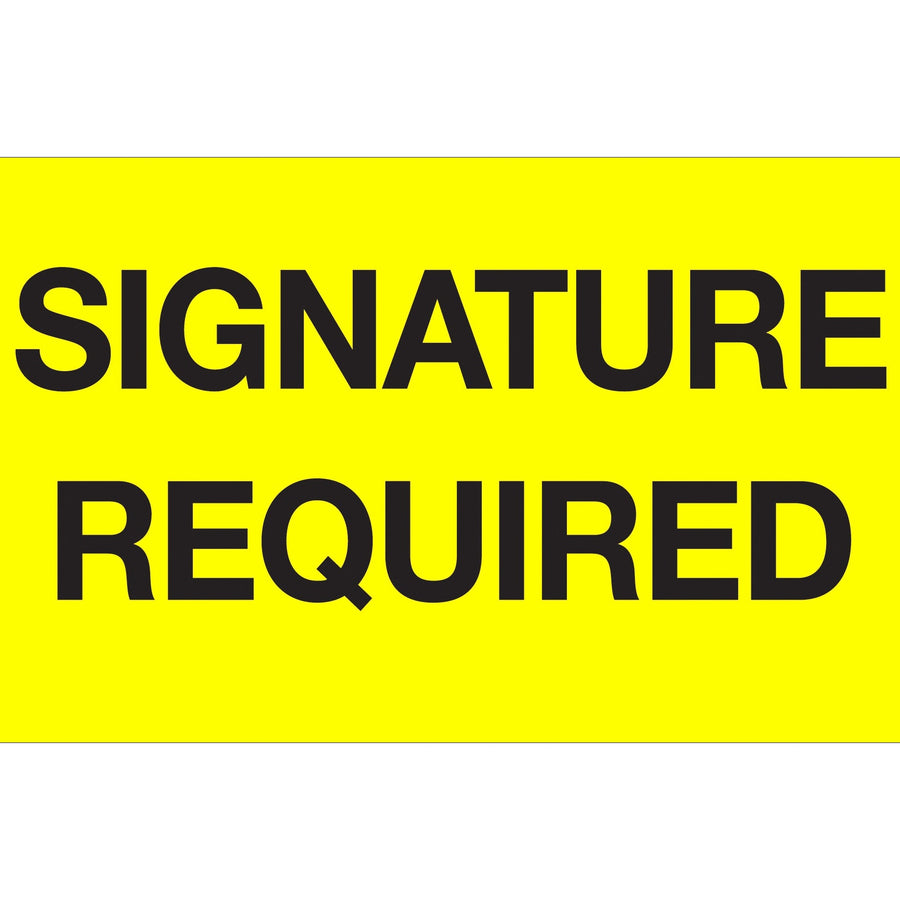 3x5 Fluorescent Yellow Signature Required Labels Semi-Gloss 500/Roll DL1218 - alias listing
