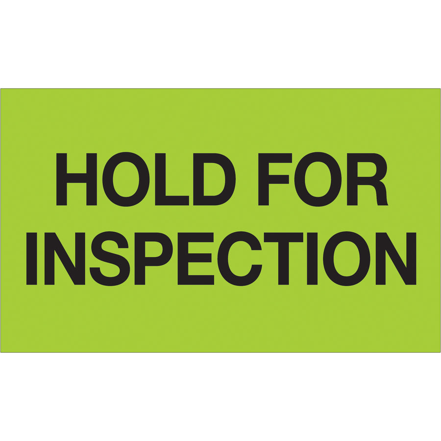 Stop product flow with high-visibility inspection hold labels your team will see instantly. These 3" x 5" fluorescent green carton labels are printed on durable semi-gloss coated paper and recognized across multiple countries for compliance. Each roll contains 500 labels–enough for serious receiving operations.