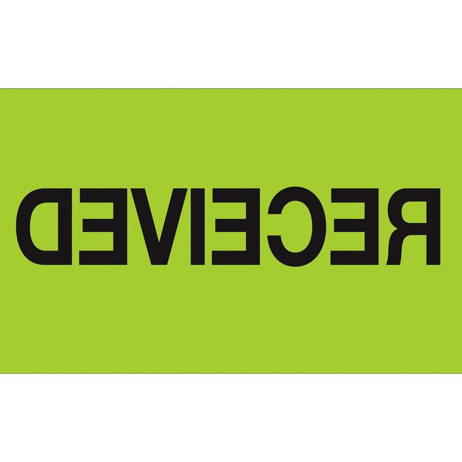 3x5 Fluorescent Green Received Labels Semi-Gloss 500/Roll DL1223 - alias listing