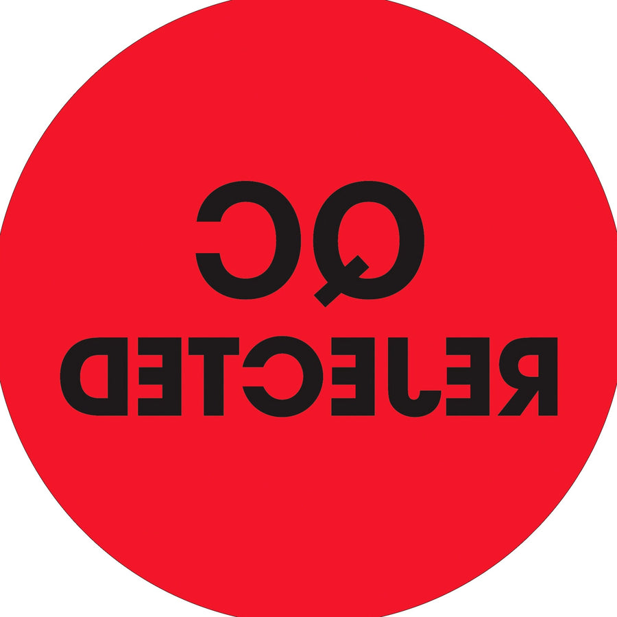 2 in Fluorescent Red QC Rejected Circle Labels Paper 500/Roll DL1256 - alias listing