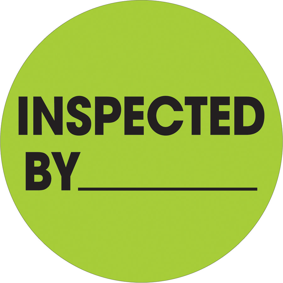 Maximize warehouse visibility and quality control compliance with these 1" fluorescent green circle inspection labels. Printed on premium high-gloss paper with superior adhesion and clarity–500 labels per roll ready to dispense. Essential for shipping coordinators and logistics teams managing inventory accountability.