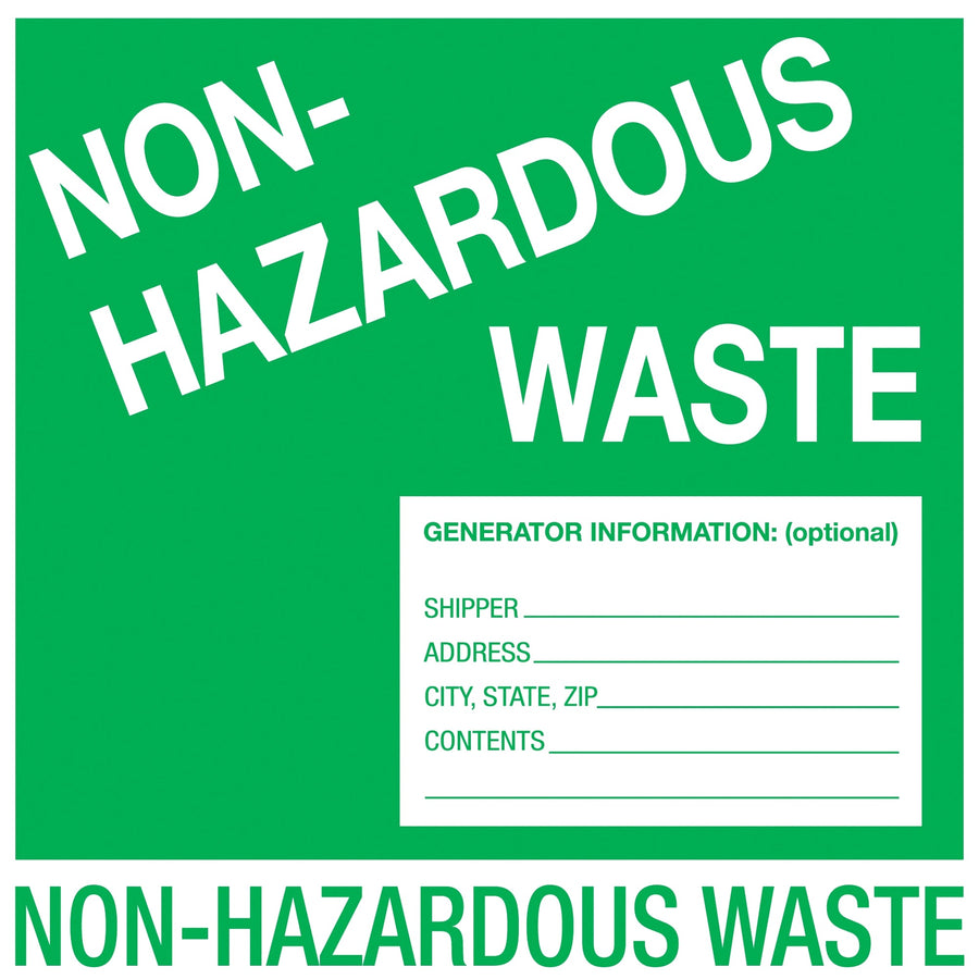 6x6 Green/White Non-Hazardous Waste Labels 500/Roll DL1302 - alias listing