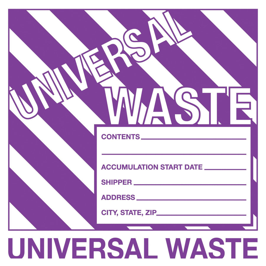 6x6 Purple Universal Waste Labels 500/Roll DL1303 - alias listing