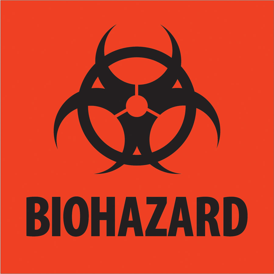 OSHA and DOT-compliant biohazard labels that ensure your hazardous material shipments meet federal marking requirements every time. Fluorescent red semi-gloss labels measure 2" x 2" and come 500 per roll for high-volume compliance operations.