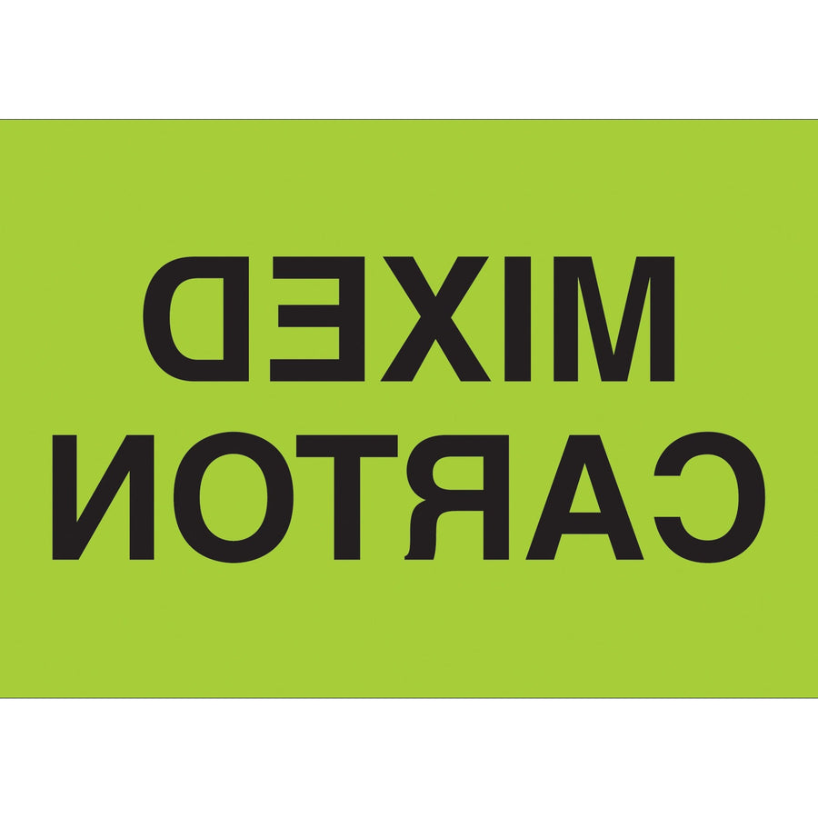 2x3 Fluorescent Green Mixed Carton Labels Semi-Gloss 500/Roll DL1318 - alias listing
