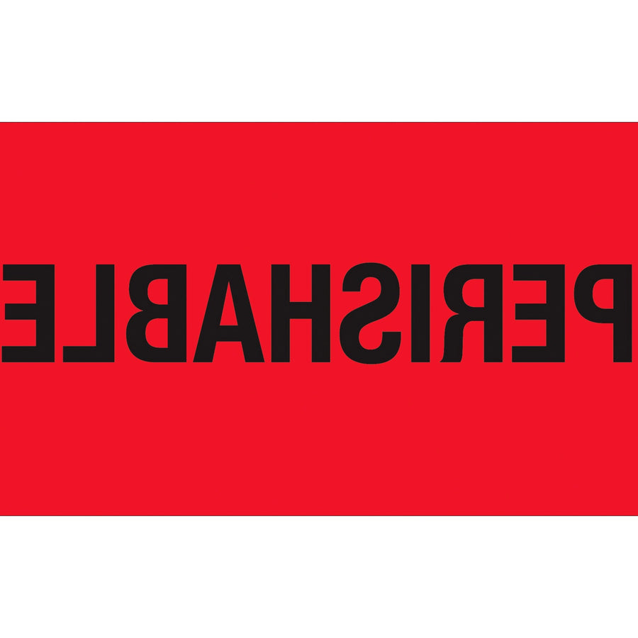 3x5 Fluorescent Red Perishable Labels Semi-Gloss 500/Roll DL1328 - alias listing
