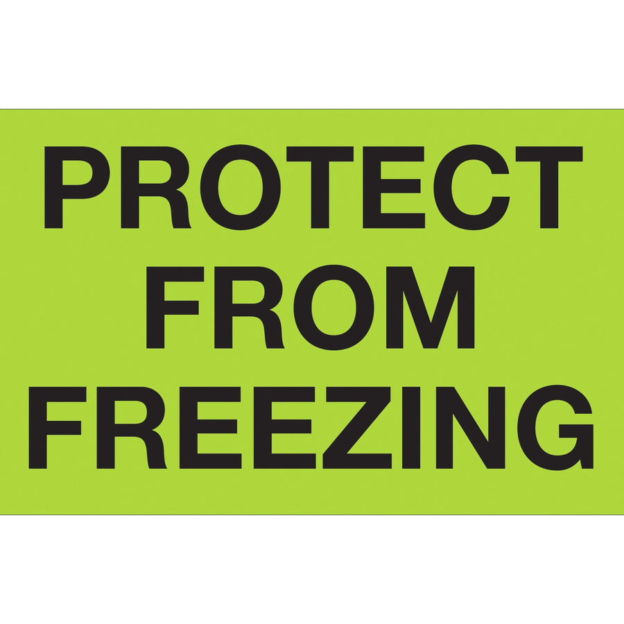 3x5 Fluorescent Green Protect From Freezing Labels 500/Roll DL1329 - alias listing