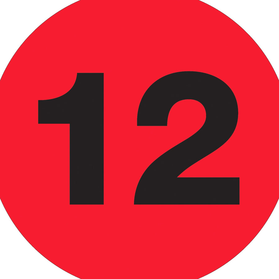 3 in Fluorescent Red Circle Number Labels 500/Roll DL1353 - alias listing