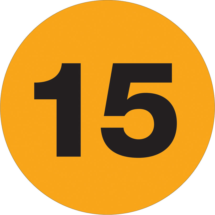 Maximize warehouse visibility with these high-gloss fluorescent orange 3-inch circle number labels. Sold as a roll of 500 labels, these pre-printed inventory labels provide instant identification for critical items and zones. Bright, durable, and designed for logistics professionals managing multi-location operations.