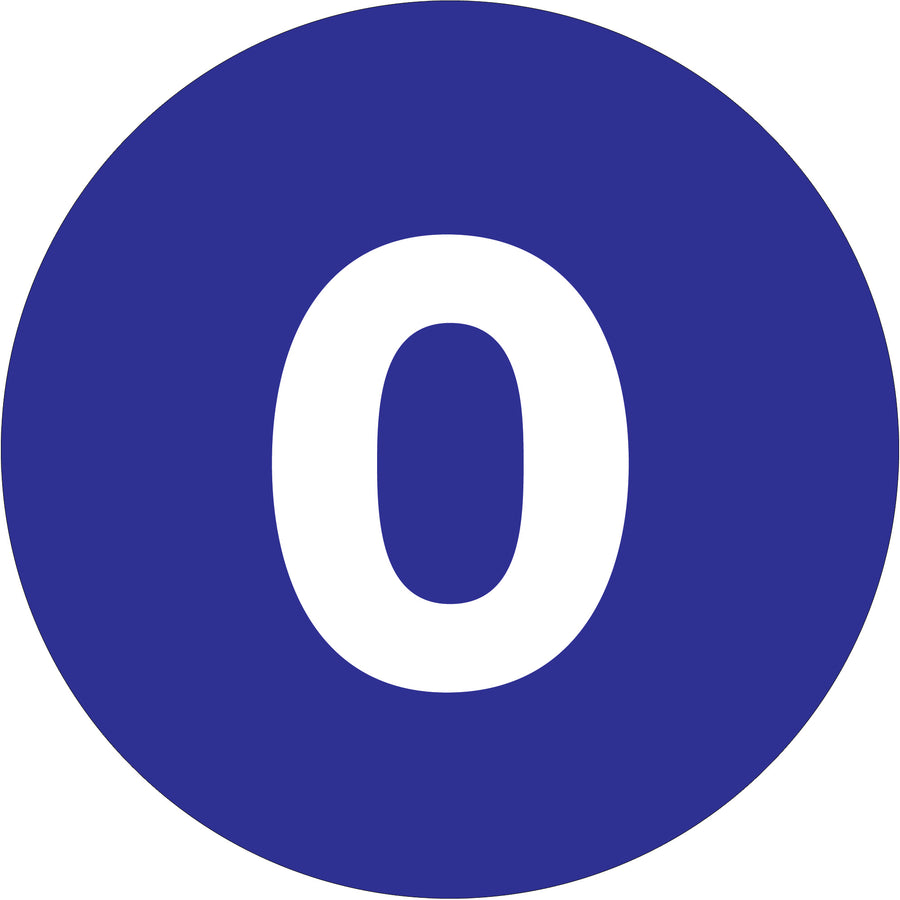 Bright dark blue circle number labels help shipping coordinators and logistics teams quickly identify and track inventory across facilities. These 4" diameter pre-printed labels feature high gloss paper stock for durability and visibility in demanding warehouse environments. Sold as a convenient roll of 500.