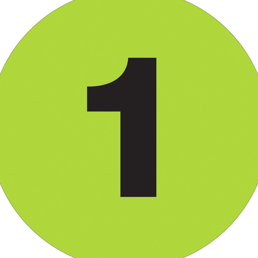 4 in Fluorescent Green Circle Number Labels High Gloss Paper 500/Roll DL1358 - alias listing