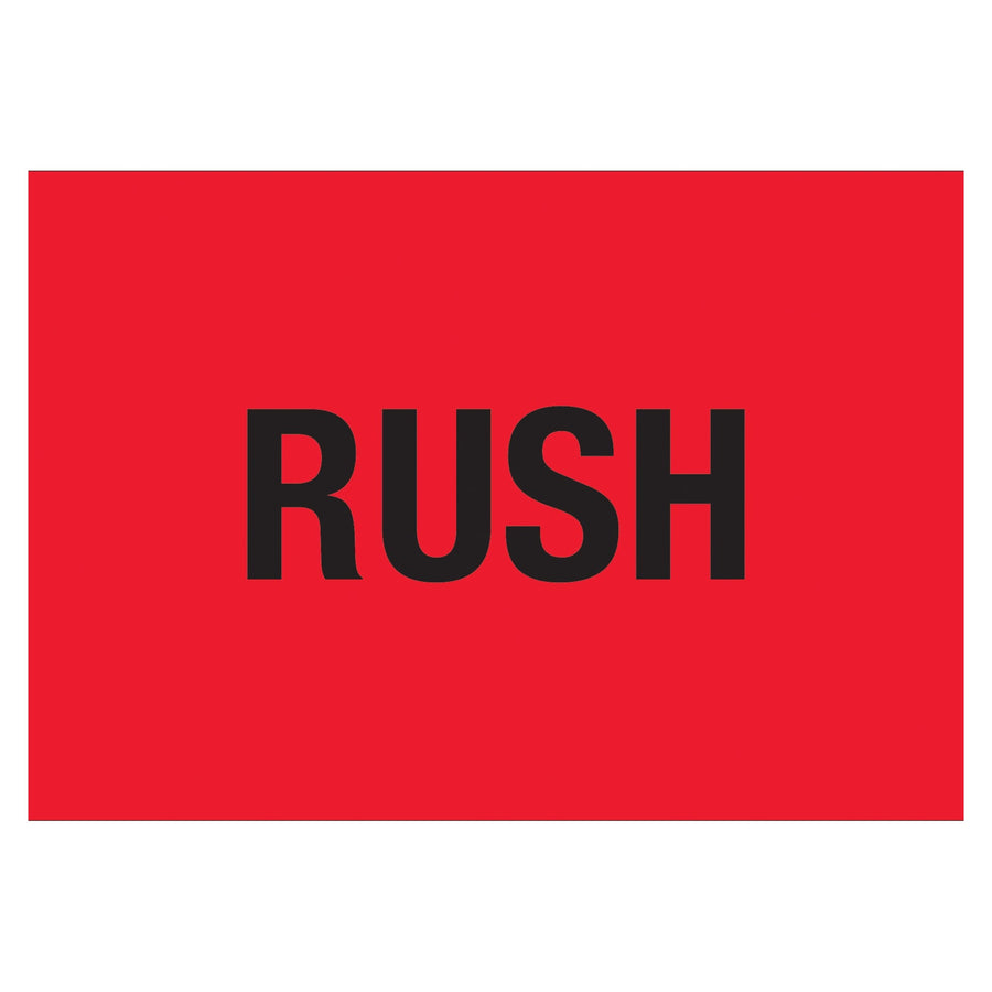 1.25x2 Fluorescent Red Rush Labels Semi-Gloss Paper 500/Roll DL1367 - alias listing