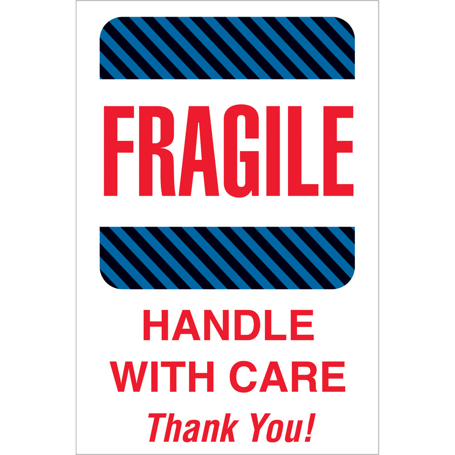 Maximize shipment visibility with bold, high-contrast 4x6 fragile labels designed for shipping coordinators and logistics professionals. Printed on durable semi-gloss coated paper with vibrant 3-color graphics that demand carrier attention. Roll of 500 labels pairs seamlessly with Packrift's table-top and wall-mount dispensers for efficient warehouse workflows.