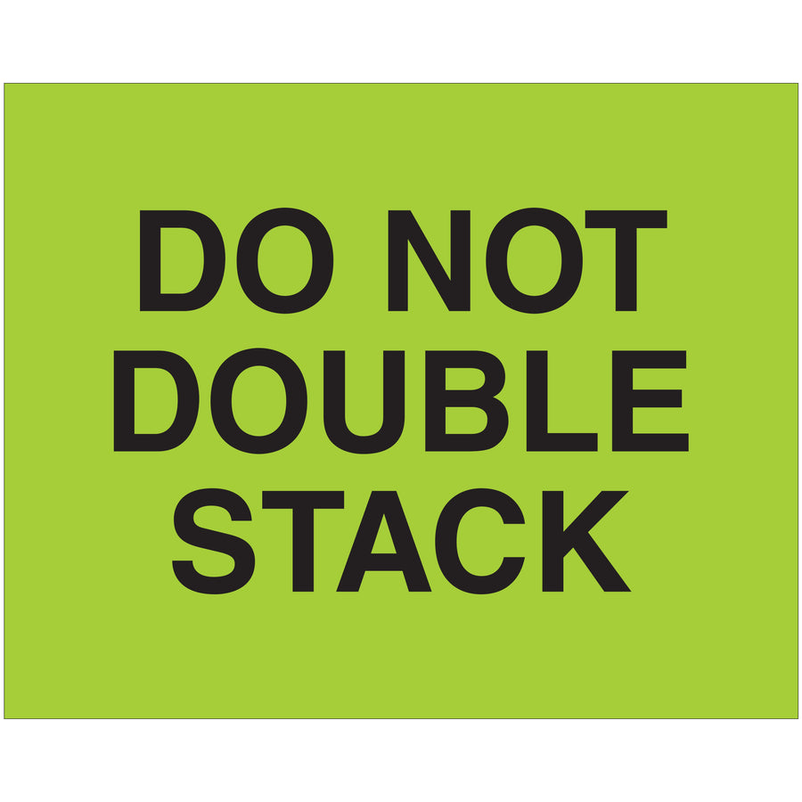 Bright fluorescent green 8x10" do not double stack labels printed on high-gloss paper for maximum visibility and durability. Recognized internationally for special handling compliance. Sold as rolls of 250–the professional choice for shipping coordinators managing fragile freight.