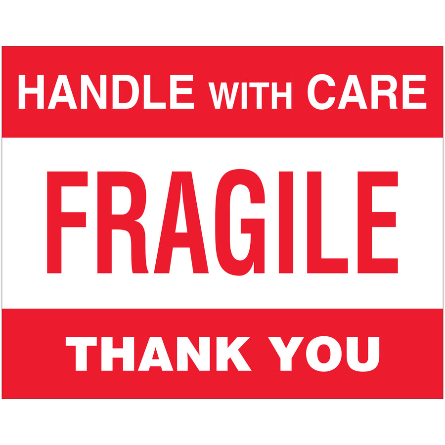 Professional-grade 8x10 fragile shipping labels printed on high-gloss paper for maximum durability and visibility. Roll of 250 labels with international compliance recognition. Compatible with Packrift tabletop and wall-mount dispensers for warehouse efficiency.