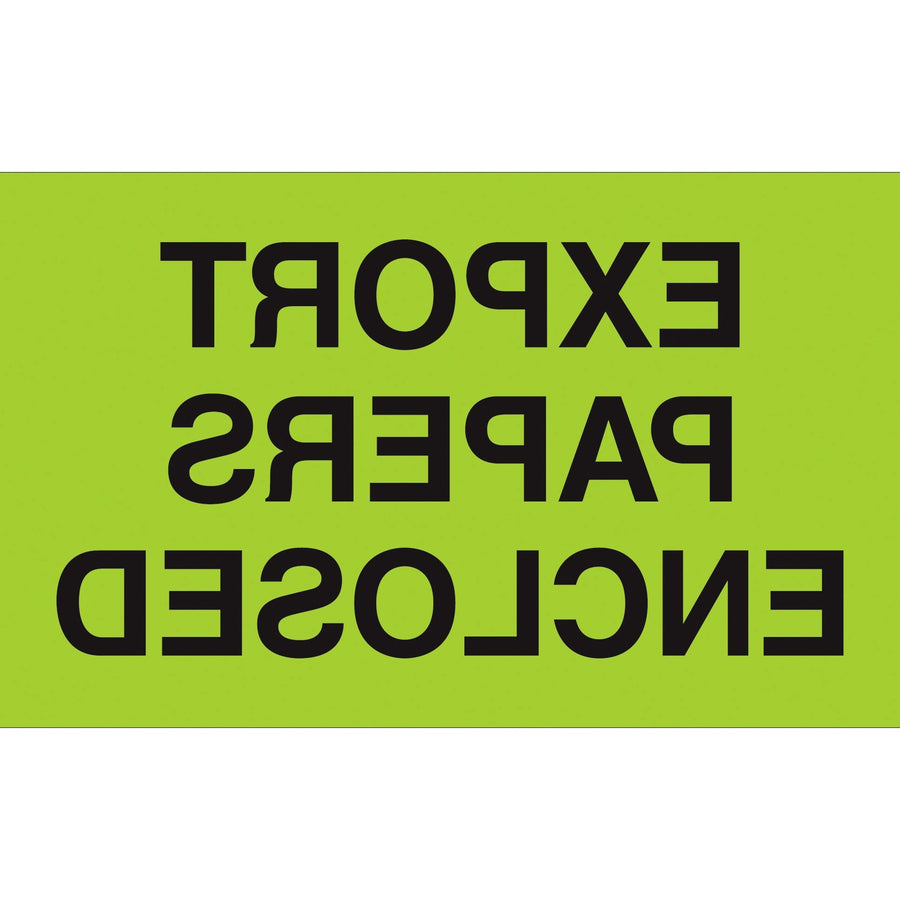 3x5 Fluorescent Green Export Papers Enclosed Labels 500/Roll DL2401 - alias listing