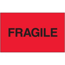 3x5 "Fragile" Fluorescent Red Labels