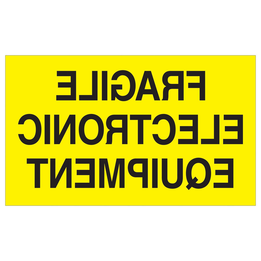 3x5 Fluorescent Yellow Fragile Electronic Equipment Labels 500/Roll DL2441 - alias listing
