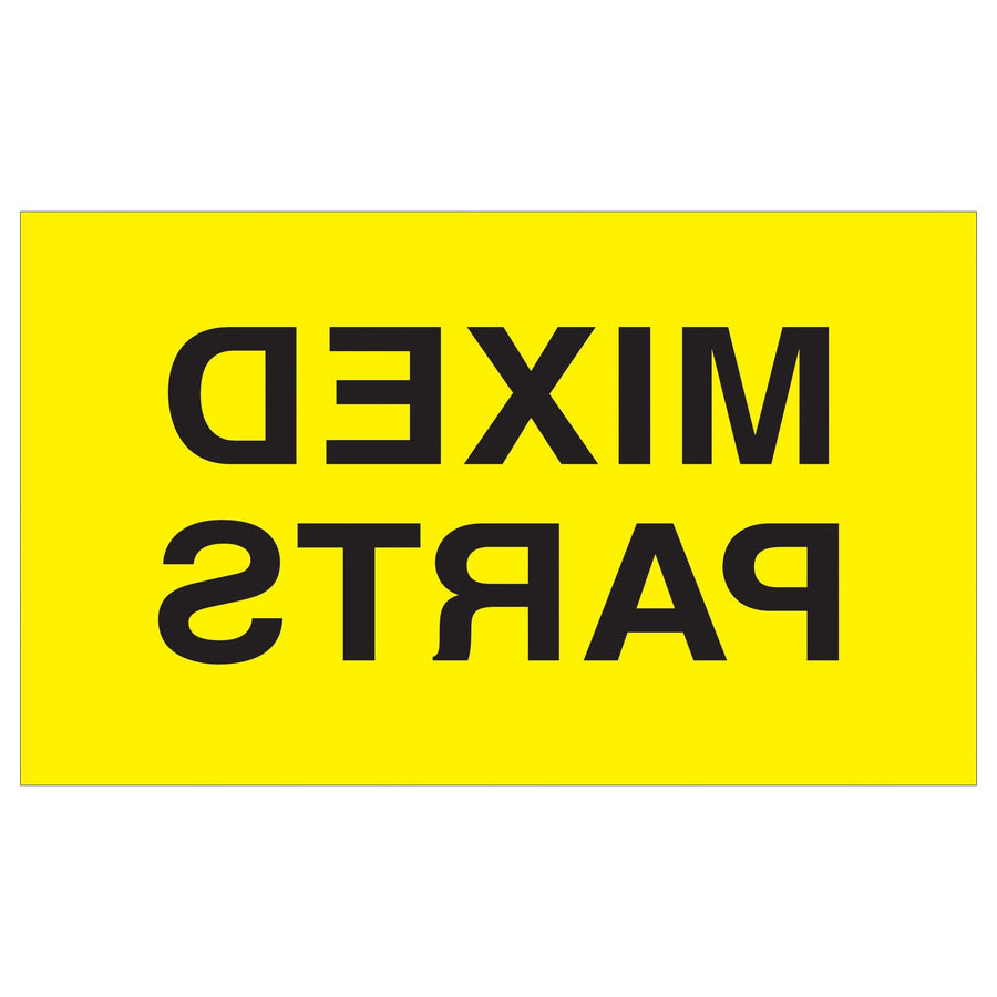 3x5 Fluorescent Yellow Mixed Parts Labels Semi-Gloss 500/Roll DL2521 - alias listing