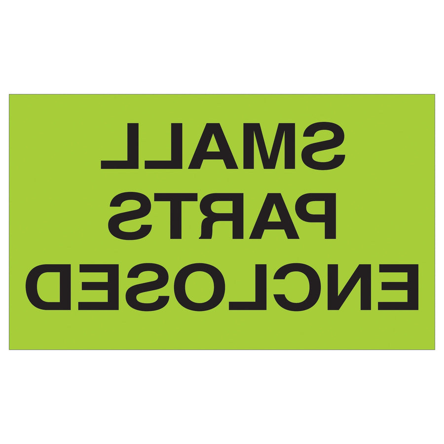 3x5 Fluorescent Green Small Parts Enclosed Labels Semi-Gloss 500/Roll DL2561 - alias listing
