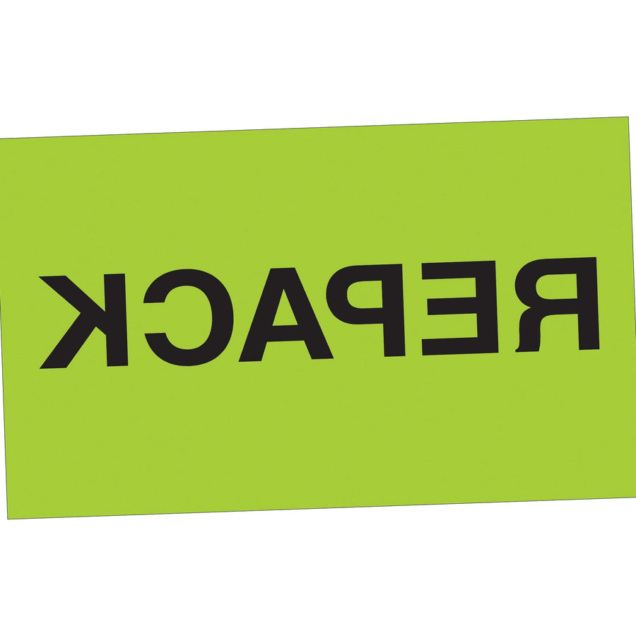 3x5 Fluorescent Green Repack Labels Semi-Gloss Paper 500/Roll DL2621 - alias listing