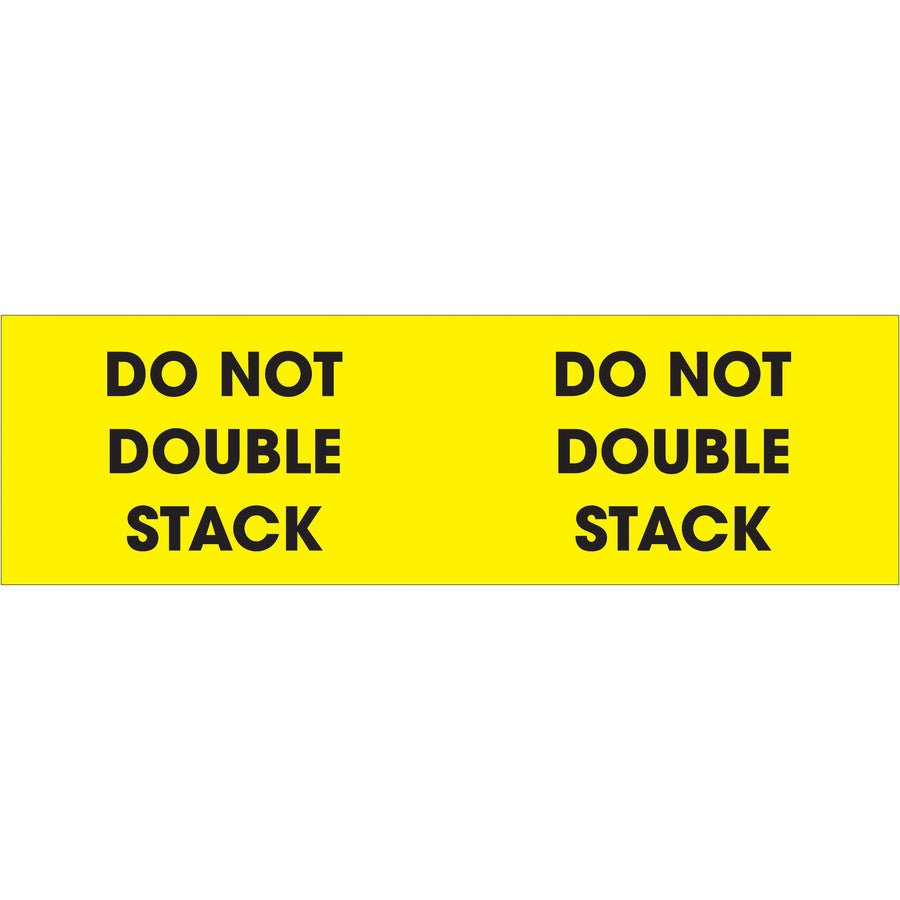 Brighten your shipping operations with these 3" x 10" fluorescent yellow pallet corner labels designed to prevent unsafe stacking and improve cargo visibility. Semi-gloss coated paper adheres reliably to pallets and oversized loads. Each roll contains 500 labels, ready to dispense with compatible tabletop or wall-mount label dispensers.