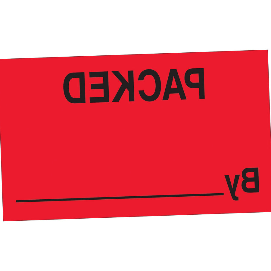 3x5 Fluorescent Red Packed By Labels Semi-Gloss Paper 500/Roll DL3381 - alias listing