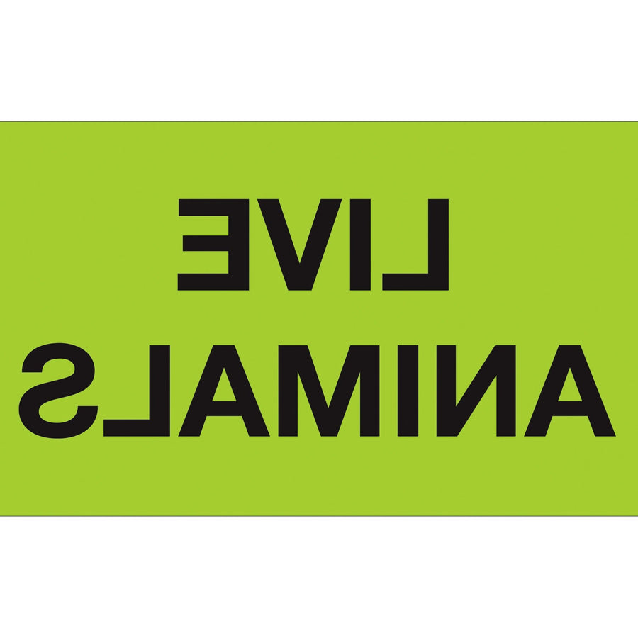 3x5 Fluorescent Green Live Animals Labels Semi-Gloss 500/Roll DL3411 - alias listing