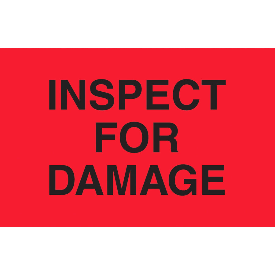 3x5 Fluorescent Red Inspect For Damage Labels 500/Roll DL3641 - alias listing