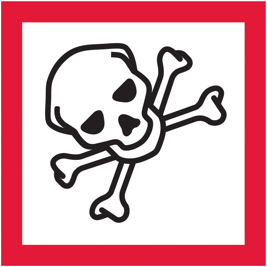 2" x 2" Skull & Crossbones Pictogram Labels - DOT Hazmat Compliance, 500/Roll