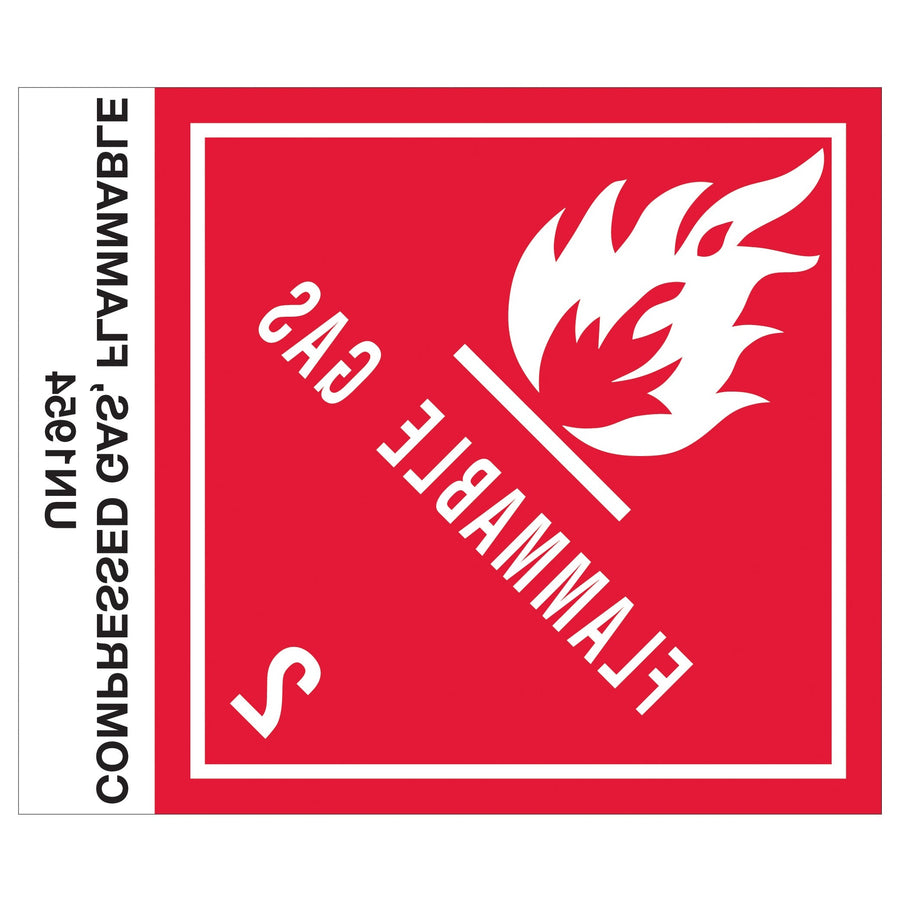 4x4.75 Compressed Gas Flammable DOT Labels Semi-Gloss Paper 500/Roll DL507P1 - alias listing