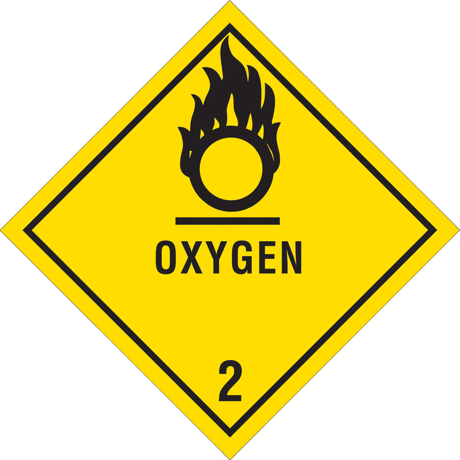 4x4" DOT Oxygen-2 Hazard Labels, Semi-Gloss, Roll of 500