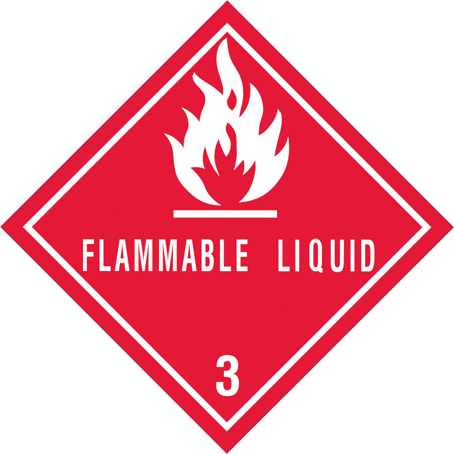 Ensure hazardous materials compliance with these official D.O.T. Class 3 flammable liquids labels. Each 4" x 4" semi-gloss label includes the required identification number for immediate recognition during transport and storage. Bulk roll of 500 labels reduces application time and ensures consistent marking across your entire fleet.
