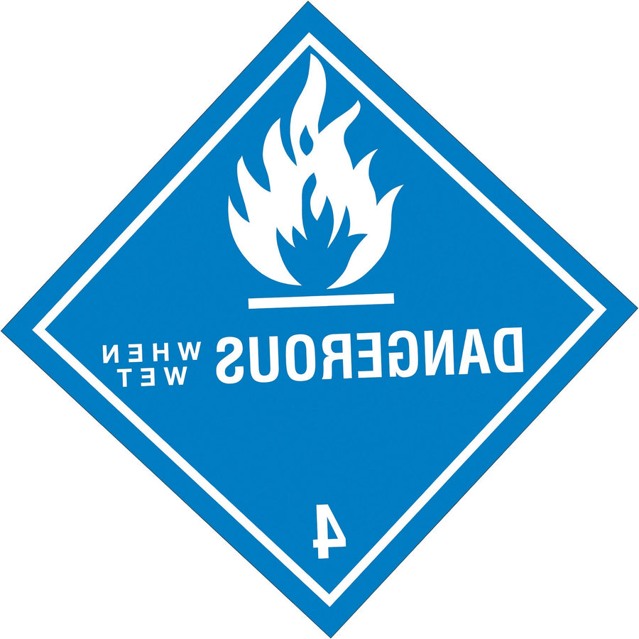 4x4 Dangerous When Wet D.O.T. Hazard Labels Semi-Gloss Paper 500/Roll DL5150 - alias listing