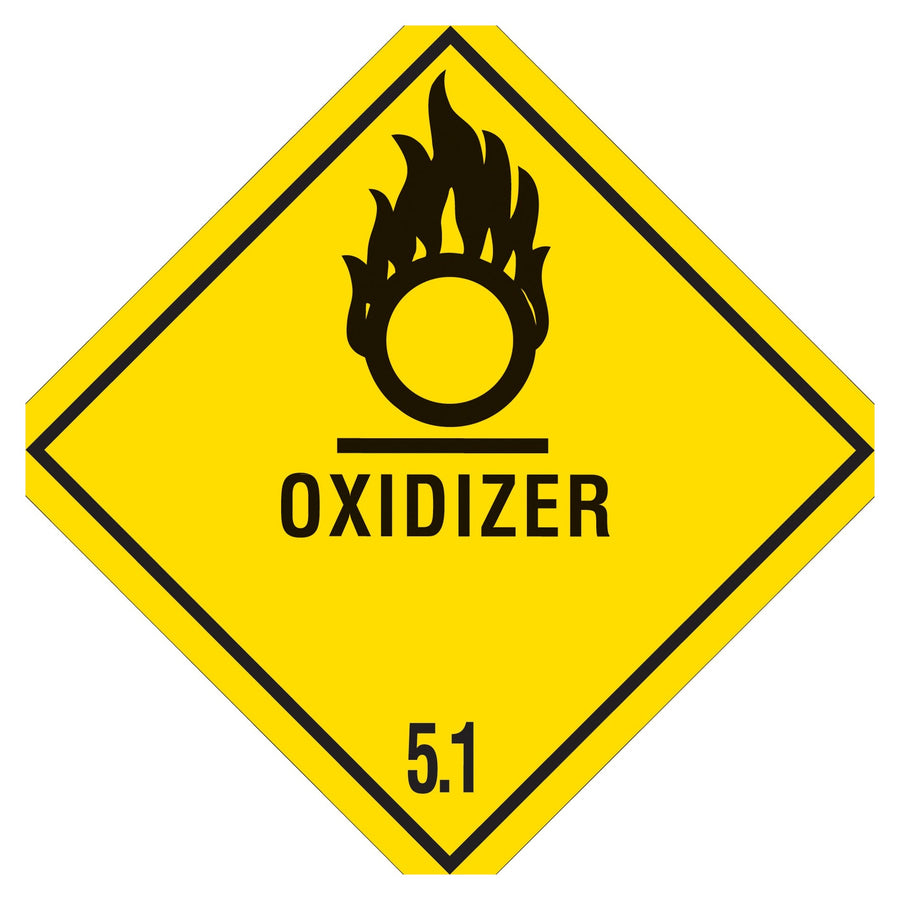 4x4 Oxidizer 5.1 DOT Hazard Labels Semi-Gloss 500/Roll DL5160 - alias listing