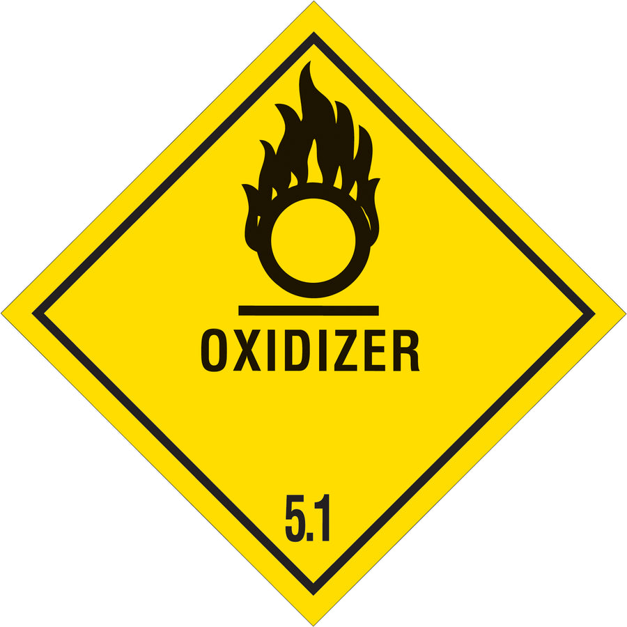 4x4" Oxidizer 5.1 DOT Hazard Labels - Semi-Gloss, 500/Roll