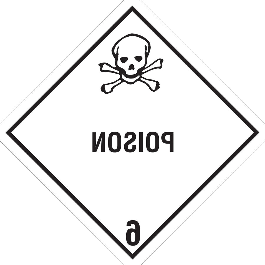 4x4 Poison DOT Hazard Labels Semi-Gloss Paper 500/Roll DL5180 - alias listing