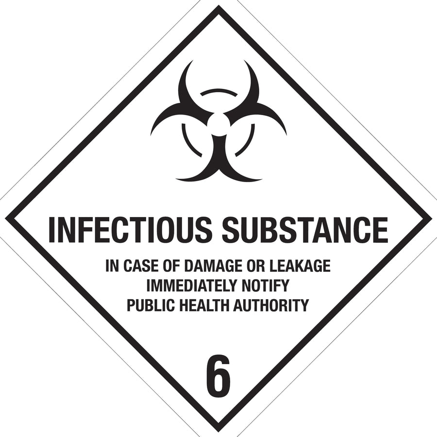 4x4 Infectious Substance Class 6 DOT Hazard Labels Semi-Gloss Paper 500/Roll DL5190 - alias listing