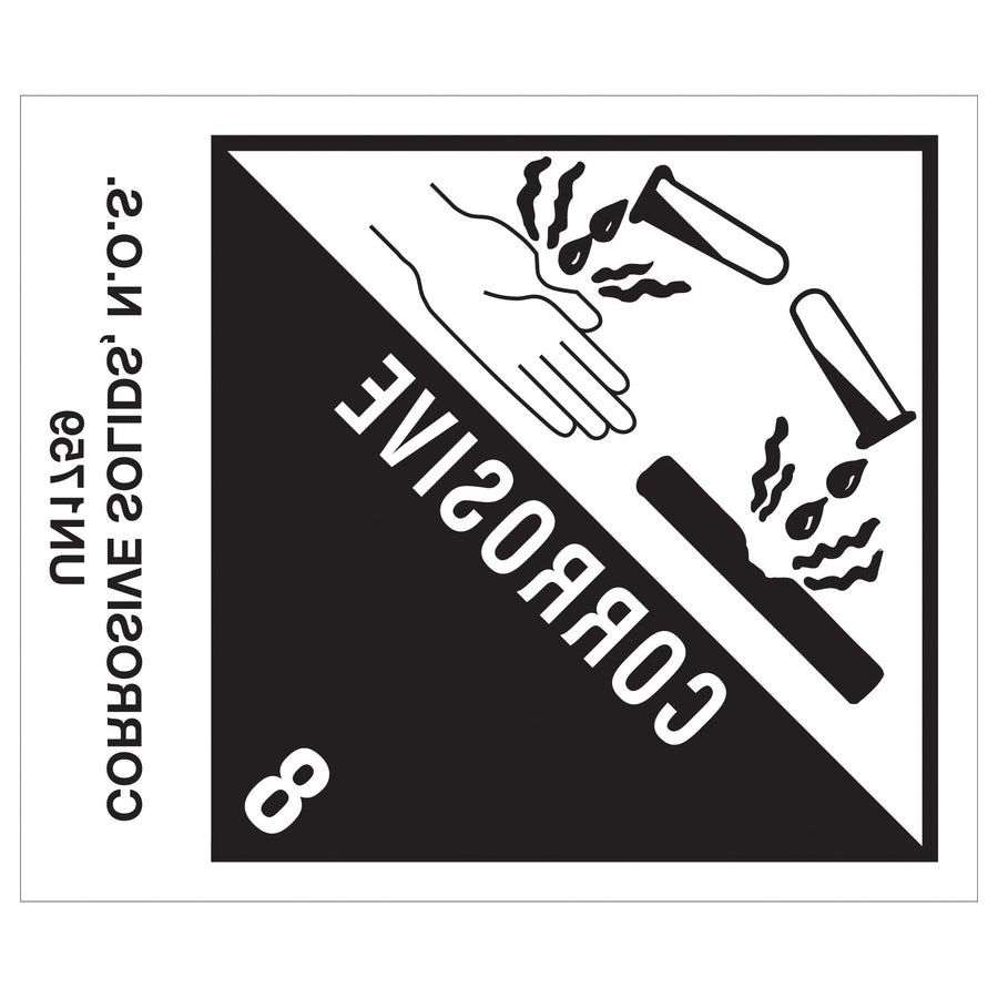 4x4.75 Corrosive Solids DOT Label Semi-Gloss Paper 500/Roll DL524P4 - alias listing