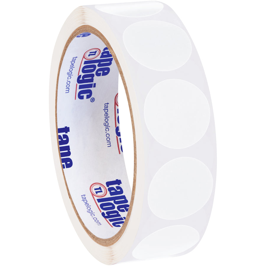 Instantly identify key inventory items with these 1" white circle labels. Write-on paper surface accepts pen and marker applications. Sold in convenient 500-label rolls with compatible tabletop and wall-mount dispensers available.